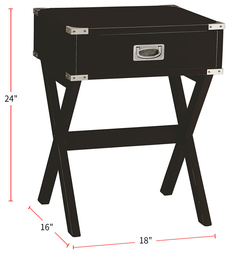 End Table with 1 Drawer, Black