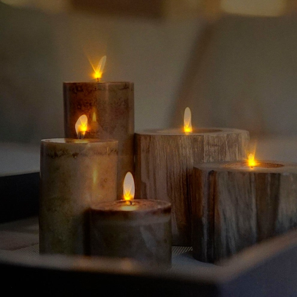 Rustic Driftwood Style "Candles on Tray" Canvas, 15.75"x23.5"