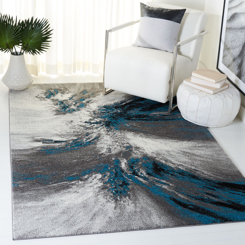 Safavieh Glacier Gla127M Organic and Abstract Rug, Blue and Gray, 2'3"x14'0" Run