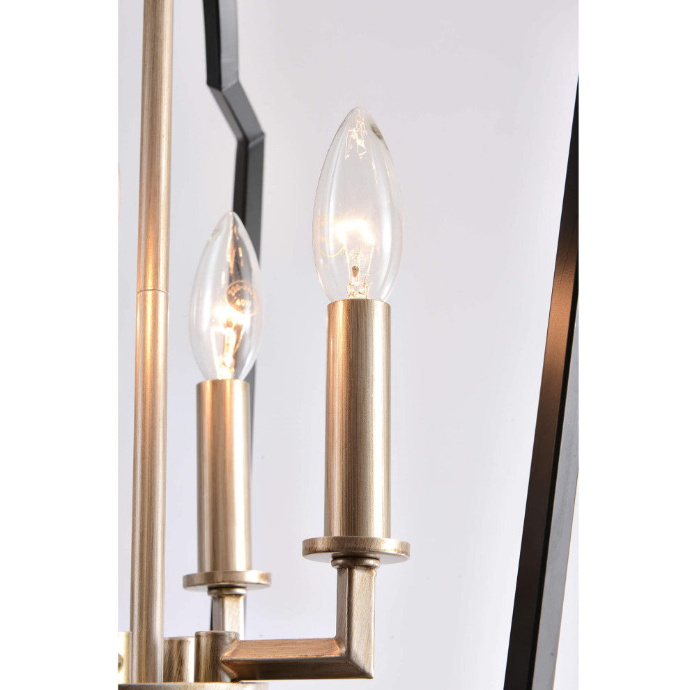 Iris Black and Light Gold With Bronze Lantern Chandelier