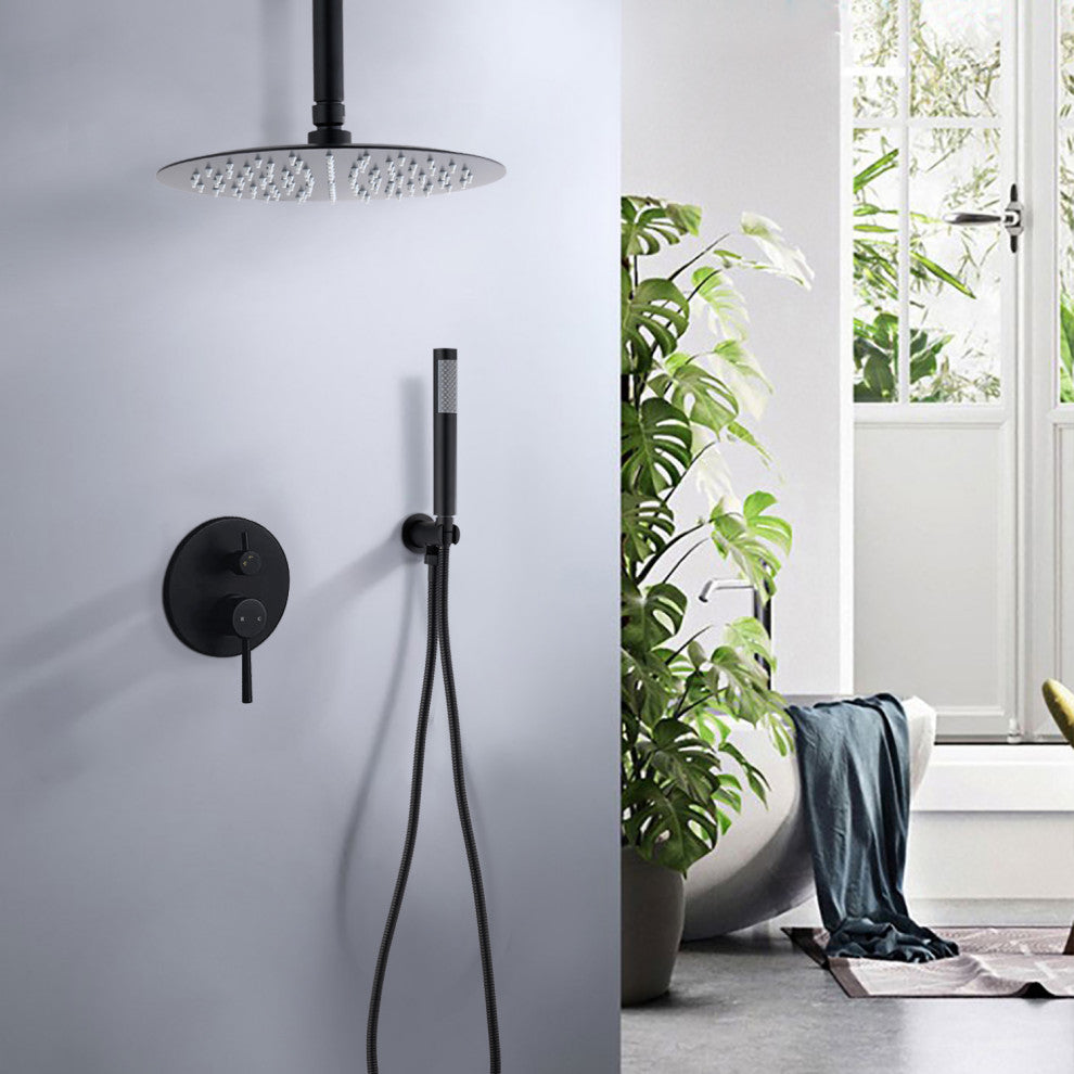 10"Ceiling Mounted Shower System, Matte Black