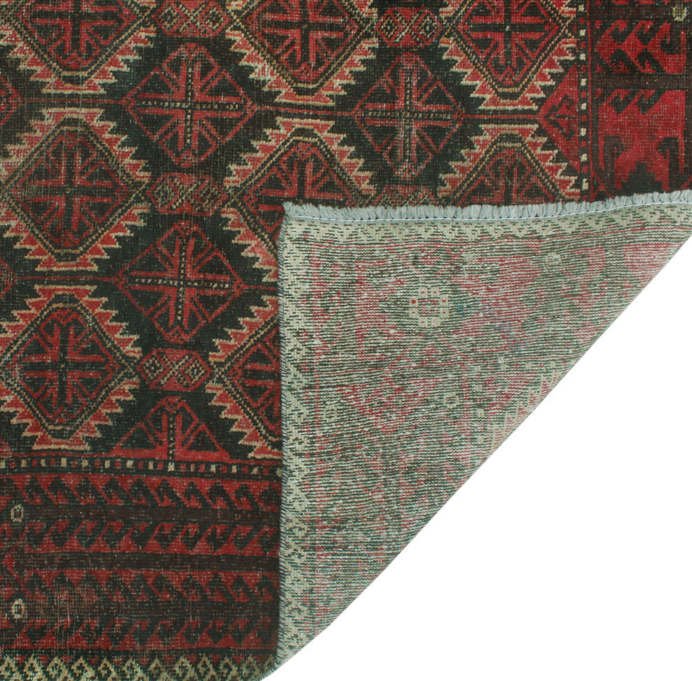 Vintage Distressed Kamelya Charcoal/Rust Rug, 3'7x6'2