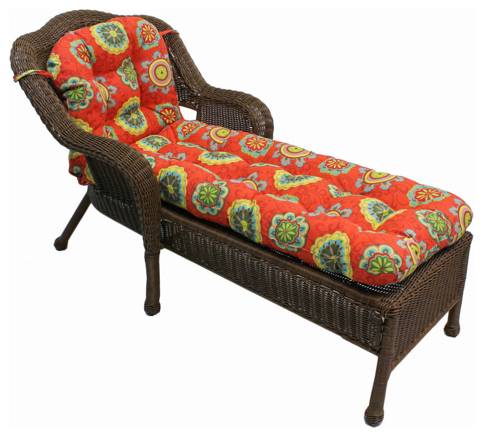 U-Shaped Outdoor Tufted Chaise Lounge Cushion, Farrington Terrace Grenadine