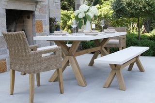 5-Piece Ivory Composite, Wheat Wicker and Eucalyptus Wash Rectangle Dining Set