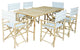 Set of Bamboo Rectangular Table, 6 Director Chair, Pale Stripes
