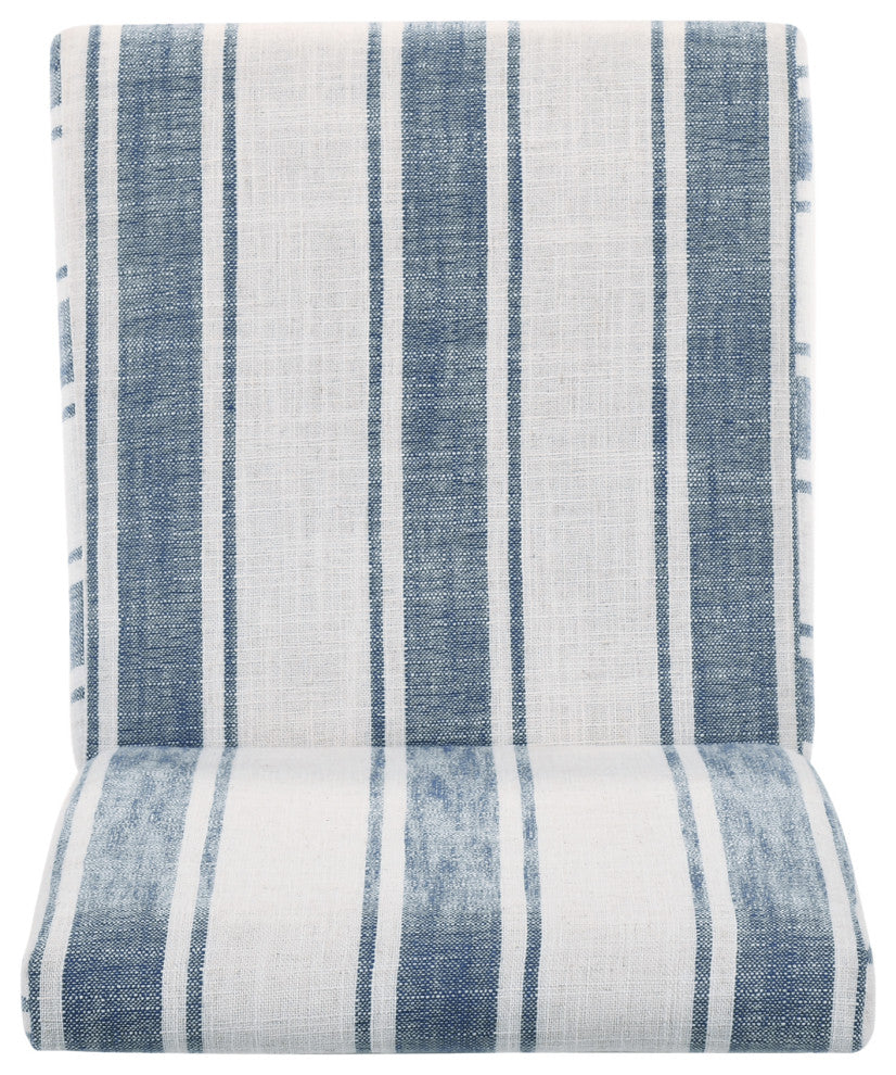 Percival Upholstered Dining Chairs, Set of 2, Dark Blue Line and Espresso, 100% Polyester