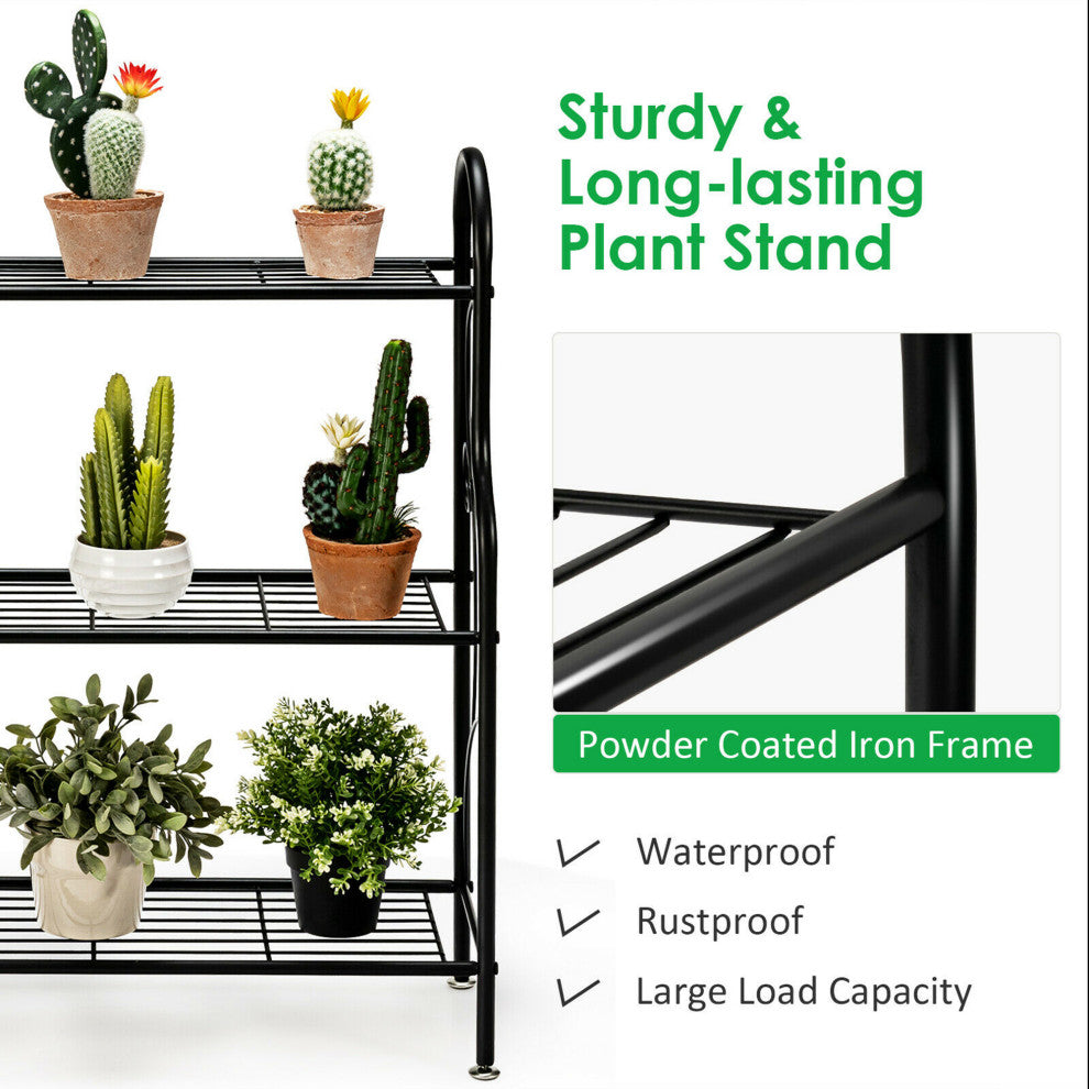Costway 3-Tier Metal Plant Stand Scrollwork Pattern Flower Display Shelf