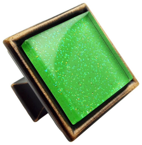 Green Super Galaxy Crystal Glass Oil Rubbed Bronze Madison Classic Knob