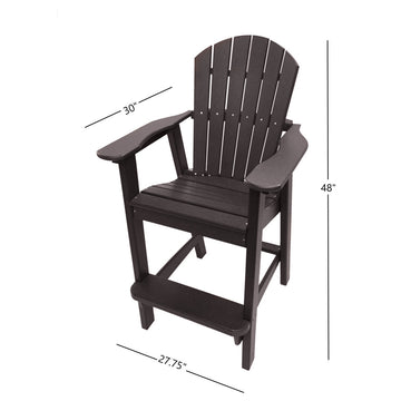 Phat Tommy Tall Adirondack Chair, All Weather Balcony Chair, Poly Furniture, Espresso