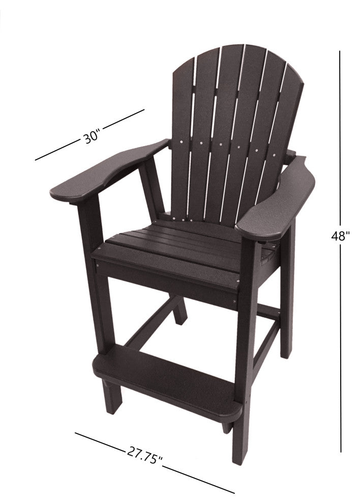 Phat Tommy Tall Adirondack Chair, All Weather Balcony Chair, Poly Furniture, Espresso