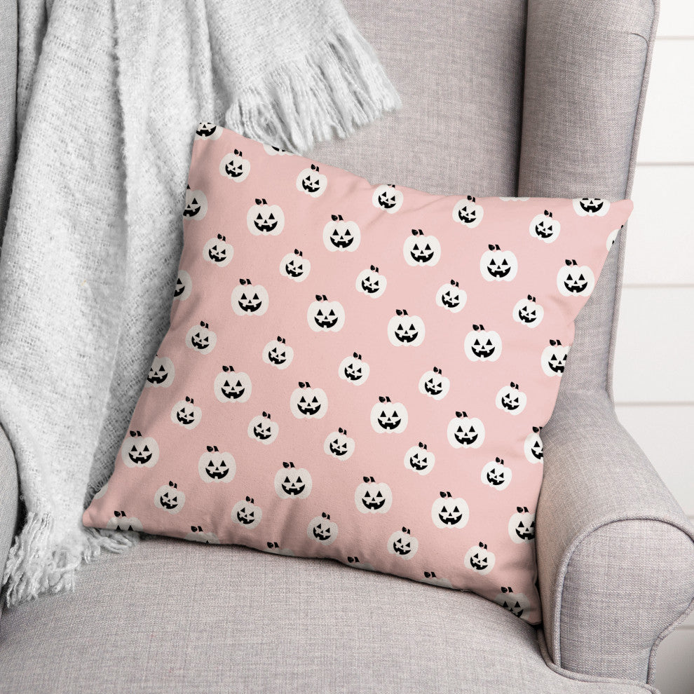 Pink Pumpkins Galore 18x18 Throw Pillow