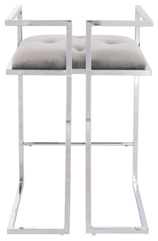 Coralie Silver Satin Kitchen Counter Stool