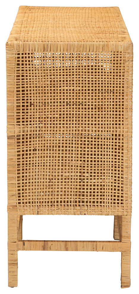 Merleen Natural Brown Rattan Cabinet, 2-Shelf