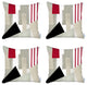 Set of 4 Red and Ivory Printed Pillow Covers