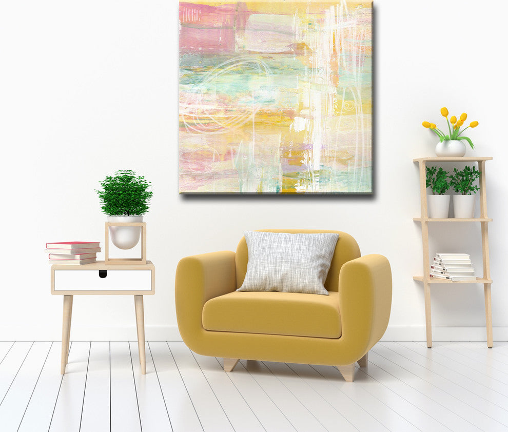 Max+E 'Amber Honey Peach' Canvas Art Print , 30"x30"
