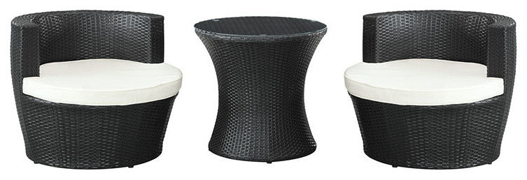 Espresso White Canteen 3-Piece Outdoor Patio Lounge Set