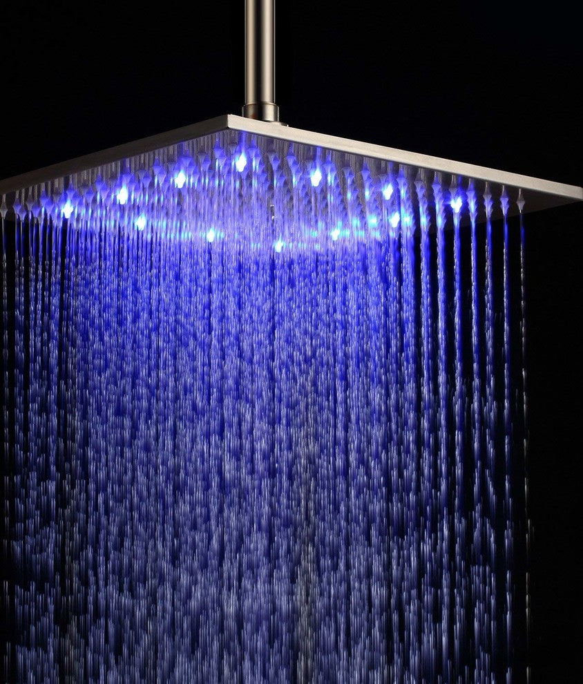 12" Oil Rubbed Bronze Square Color Changing LED Rain Shower Head, Solid Brass