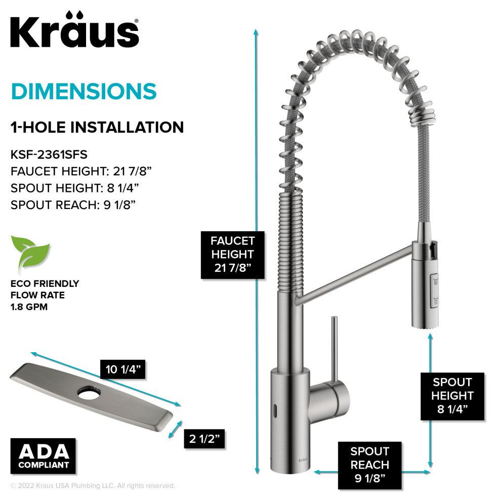 Oletto Touchless Pull-Down 1-Hole Kitchen Faucet, Bronze