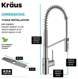 Oletto Touchless Pull-Down 1-Hole Kitchen Faucet, Bronze