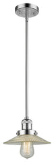 1-Light Halophane 10" Mini Pendant, Polished Chrome, Clear Halophane Shade