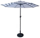 9' Black/White Stripe Tilt Market Umbrella With Stand/Base Set