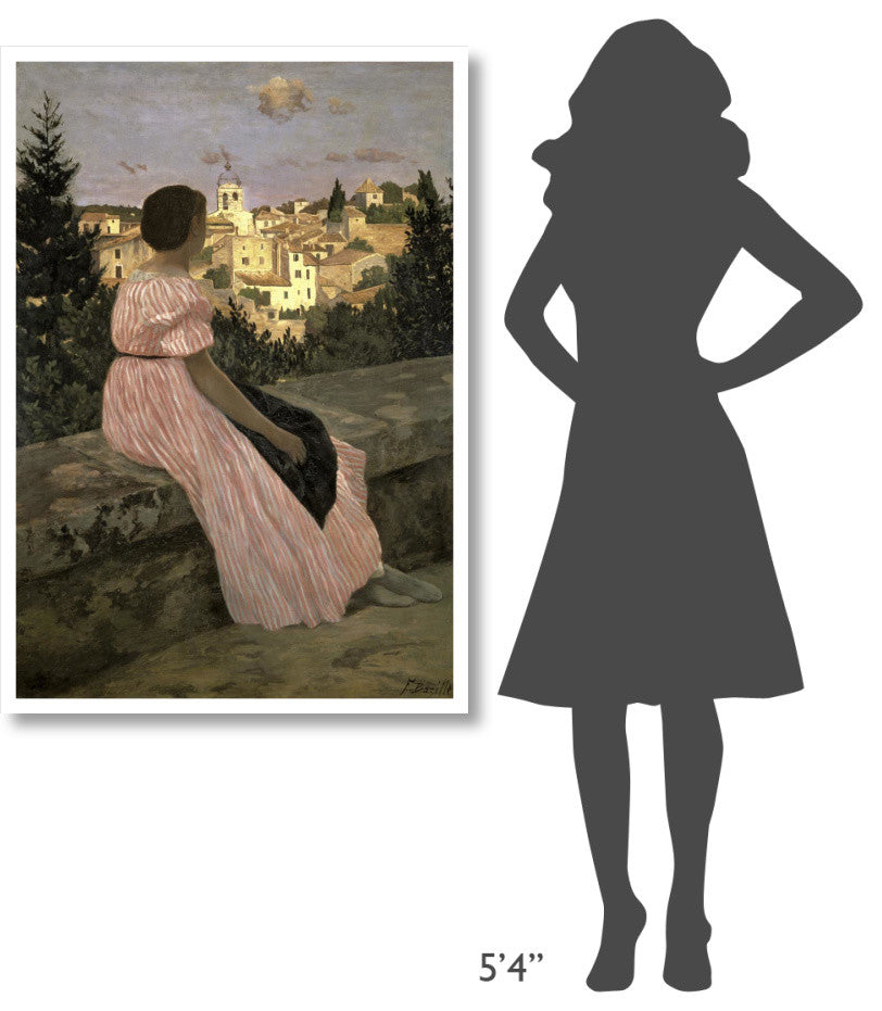 "The Pink Dress (View of Castelnau-le-Lez, Herault)" Paper Art, 32"x46"