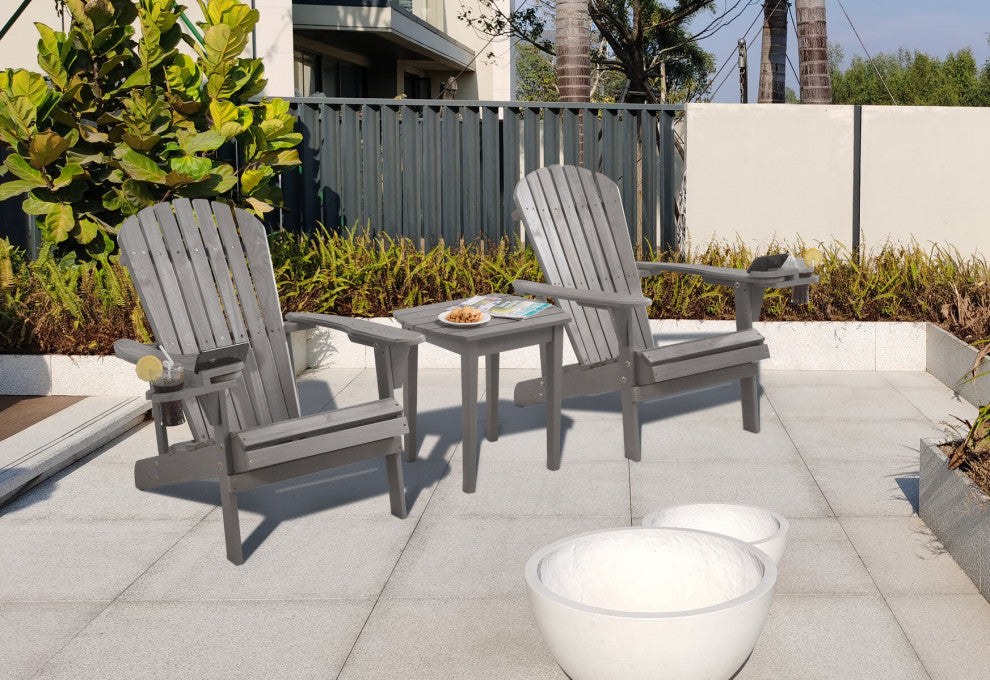 Earth Collection Adirondack Chair With phone and cup holder, Dark Gray, Four Adi