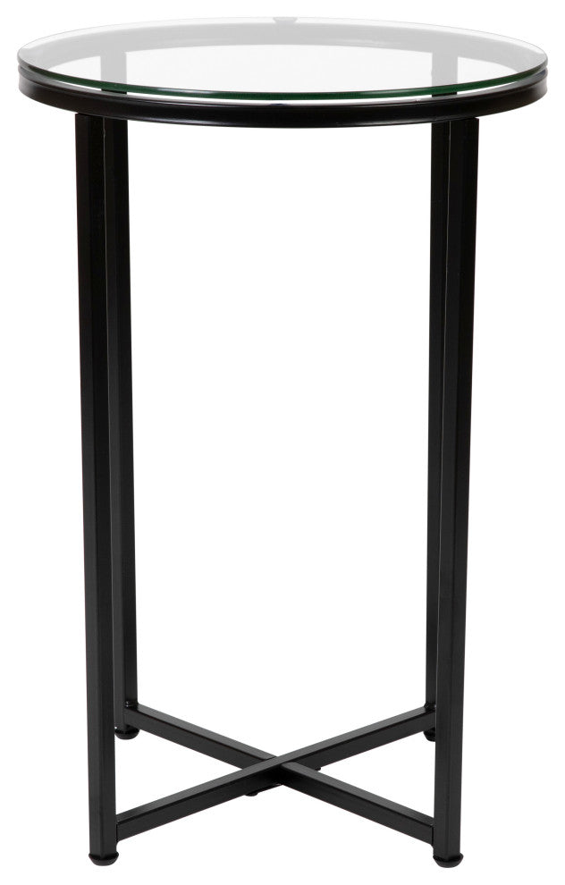 Coffee and End Table Set 3 Piece Occasional Table Set, Clear and Matte Black