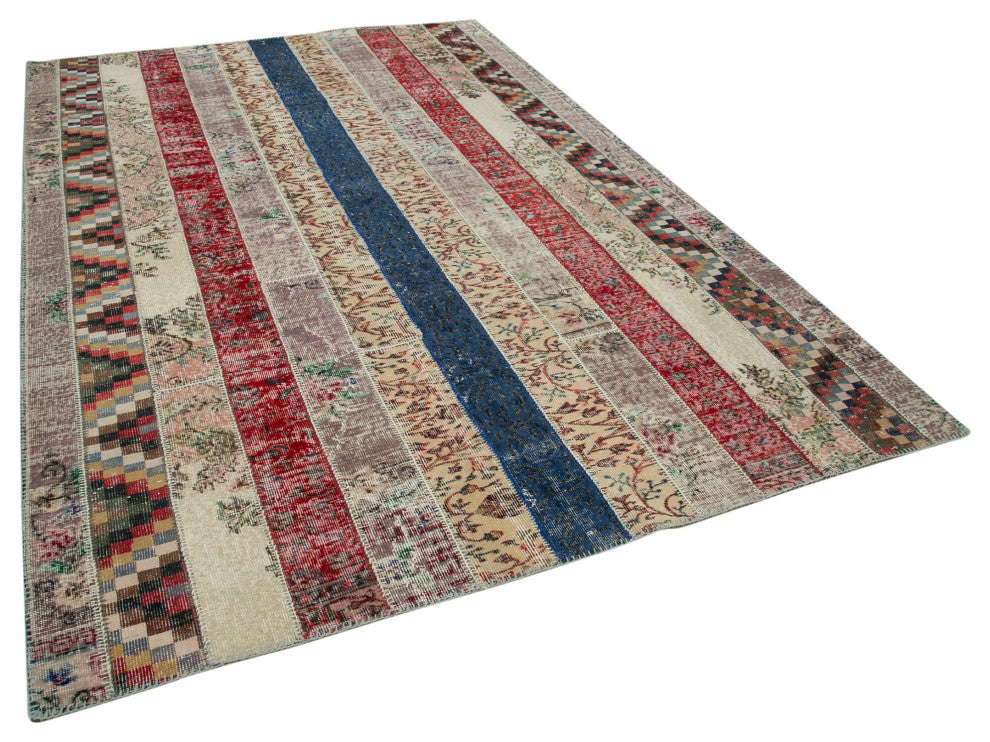Rug N Carpet - Hand-Knotted Anatolian 6' 8" x 10' 1" Wool Patchwork Area Rug