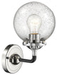 1-Light Beacon 6" Sconce, Black Polished Nickel, Glass: Seedy