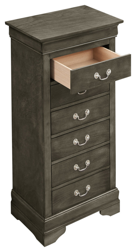 Louis Phillipe Gray 7 Drawer Chest of Drawers (22 in L. X 16 in W. X 51 in H.)