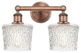 Edison Niagra 2-Light 16" Bath Vanity Light, Antique Copper Finish, Clear Shade
