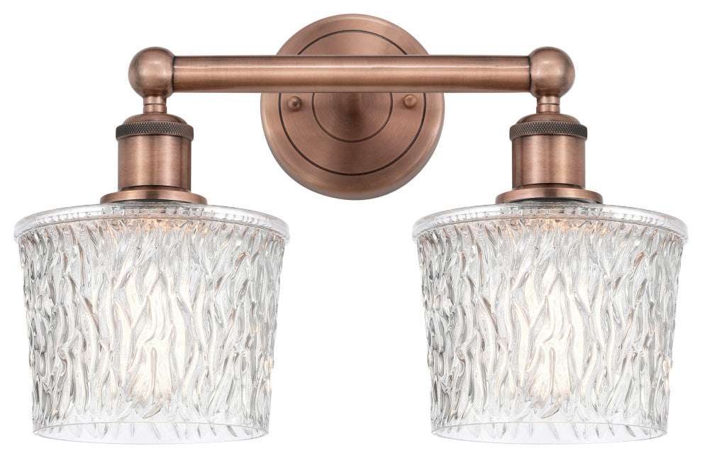 Edison Niagra 2-Light 16" Bath Vanity Light, Antique Copper Finish, Clear Shade