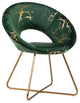 1 x Luxe Hot Stamped Velvet Papasan Accent Chair, Dark Green