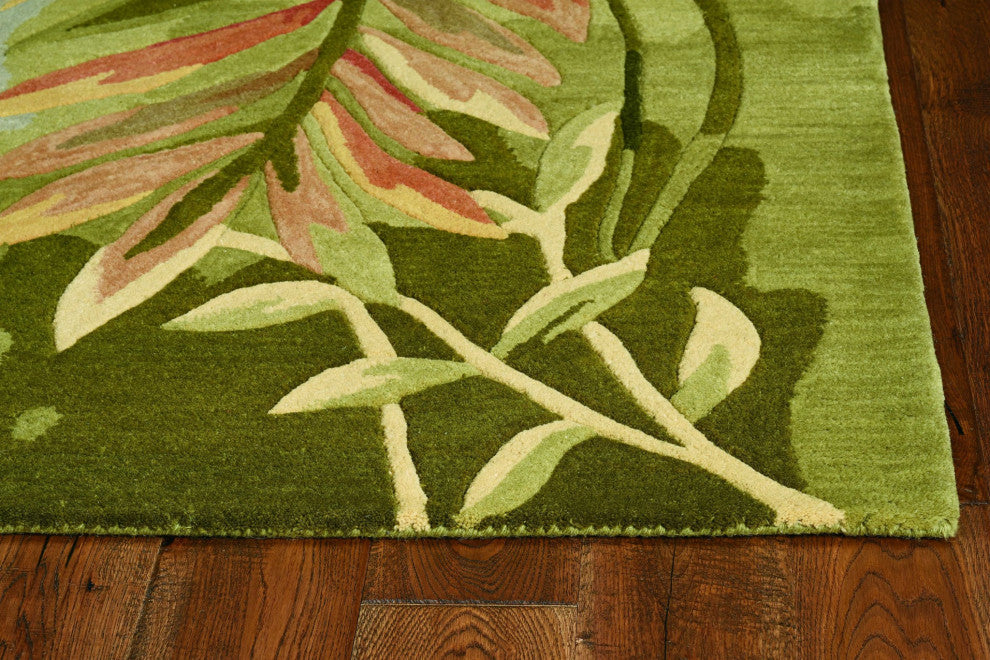 9' X 12' Blue Wool Tropical Botanical Hand Tufted Area Rug