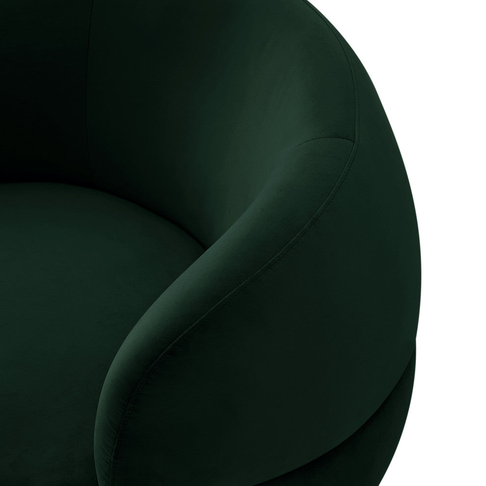 Inspired Home Shaniyah Accent Chair, Swivel, Hunter Green/Gold Velvet