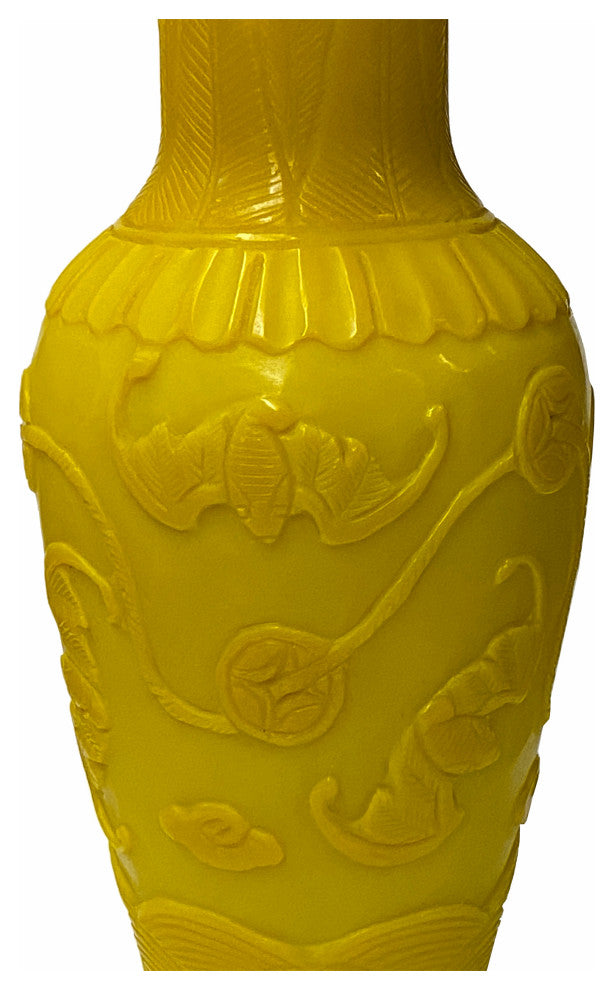 Oriental Handmade Bats Coins Motifs Yellow Peking Glass, Hws2233