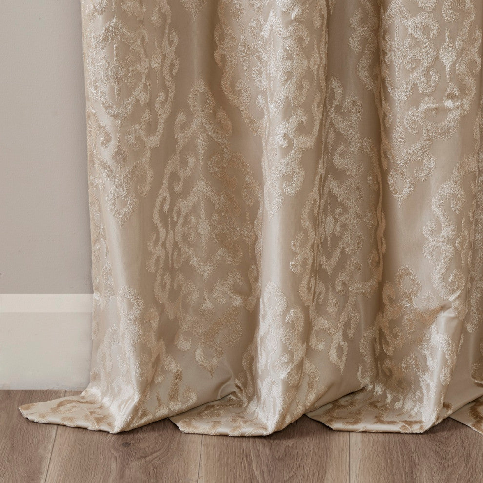 SunSmart Mirage Knitted Jacquard Damask Total Blackout Grommet Top Curtain Panel