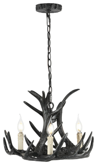 Eldora 18" Adjustable Resin Antler 3-Light LED Chandelier, Black
