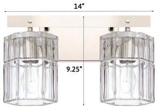 14"W Sloane 2-Light Vanity Polished Nickel Finish with Clear Grooved Glass
