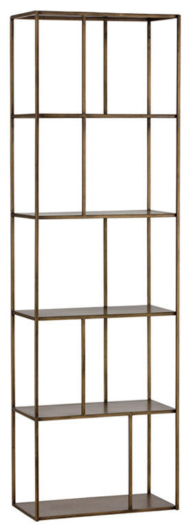 Eiffel Antique Brass Bookcase, Small