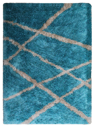 HAND TUFTED SHAG POLYESTER ECO-FRIENDLY AREA RUG,Turquoise White Color,Geometric