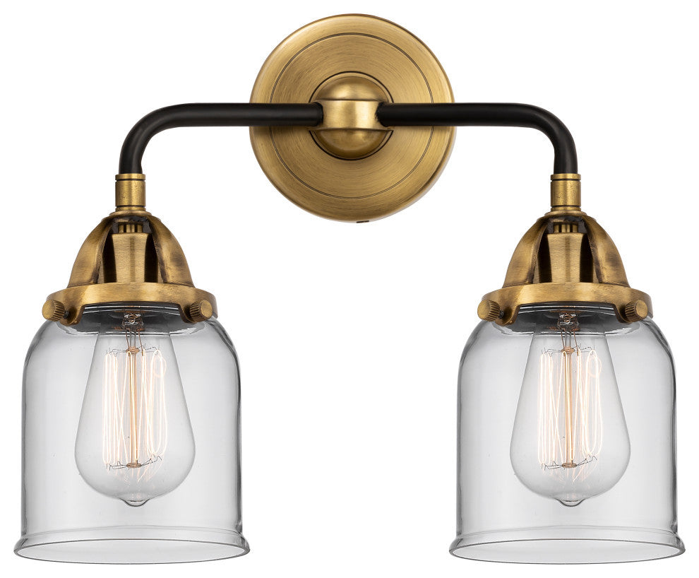 Small Bell Bath Vanity Light, Black Antique Brass, Clear, Clear