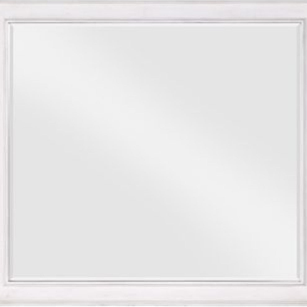 Benzara BM275060 42" Wall Mirror, Molded Sleek Wood Frame, White