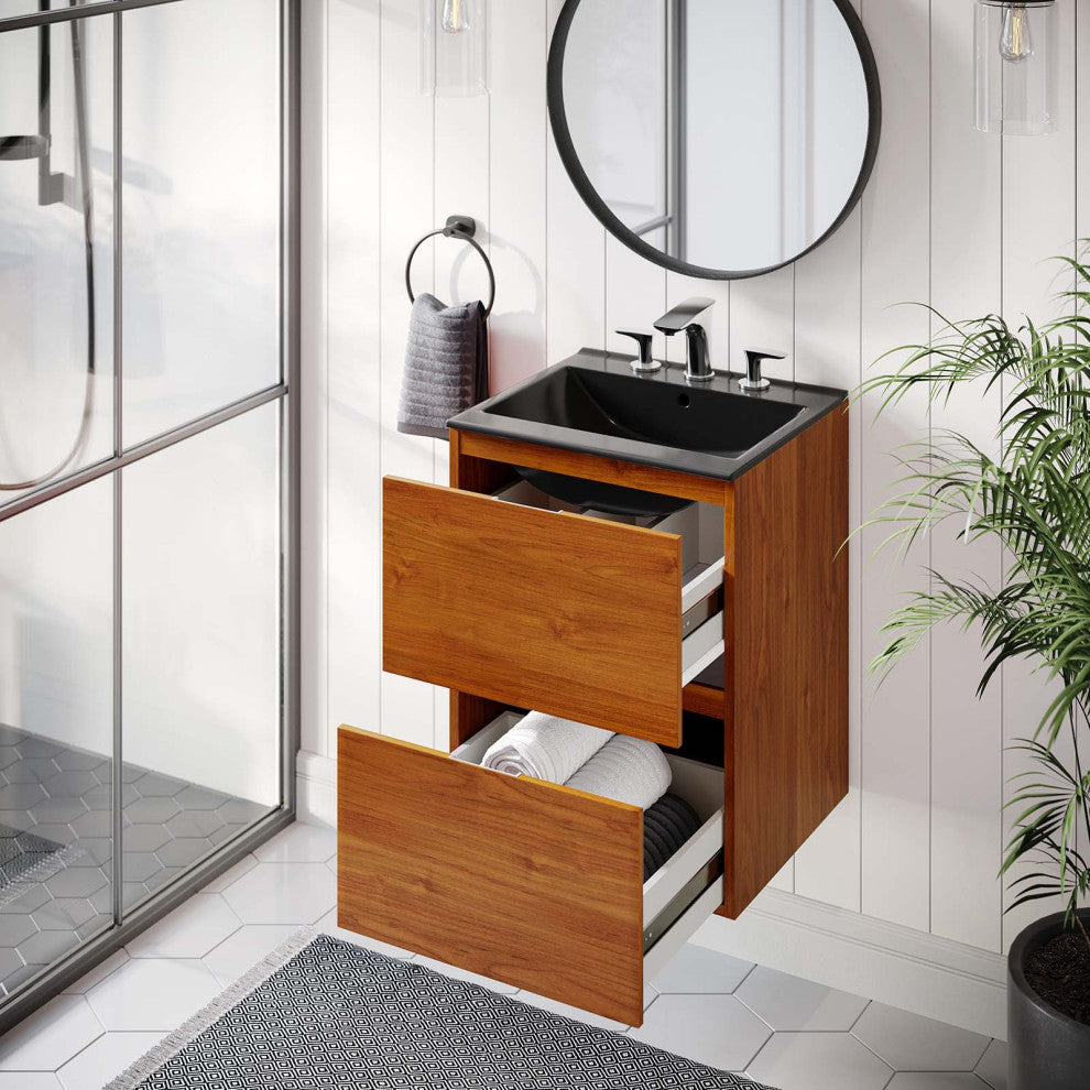 Scenic 18" Wall-Mount Bathroom Vanity, Cherry Black