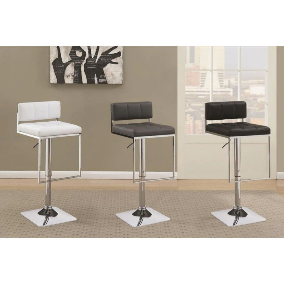 Adjustable Bar Stool, Chrome and Gray