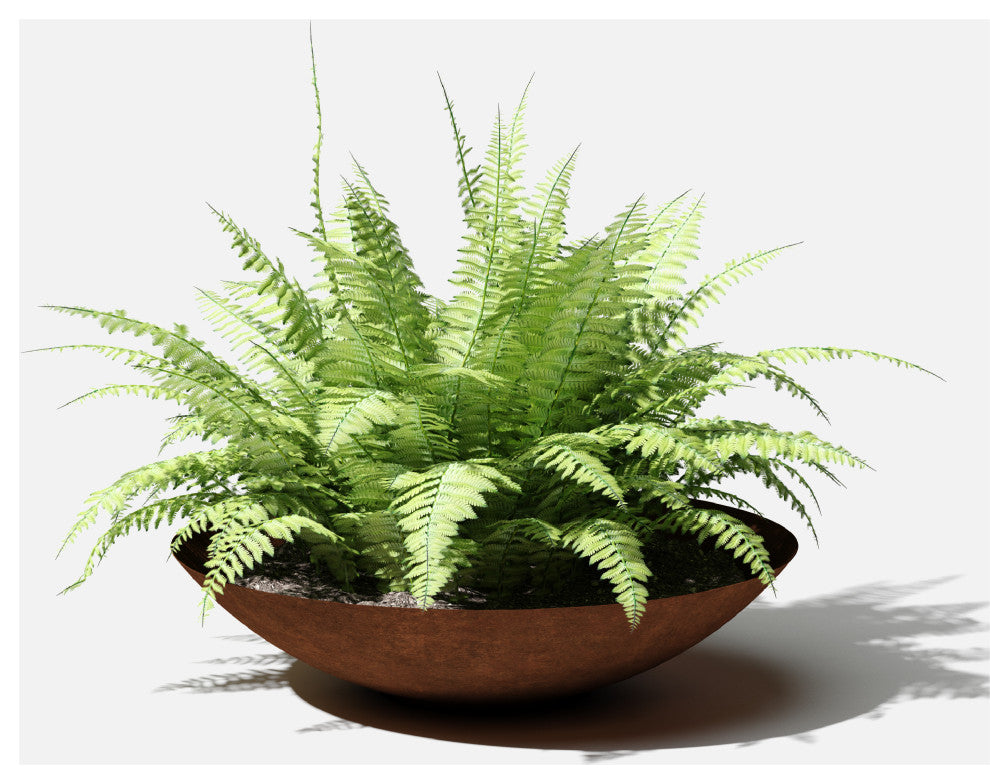 Metallic Series Round Corten Steel Bowl Planter, 32"