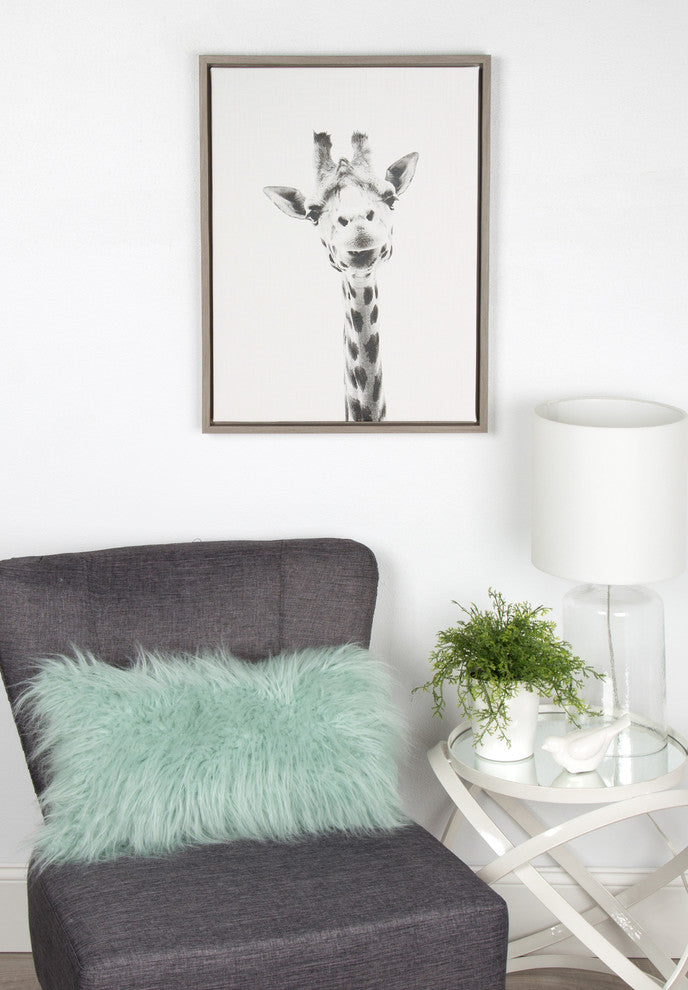 Sylvie Giraffe Gray Framed Canvas Wall Art by Simon Te Tai