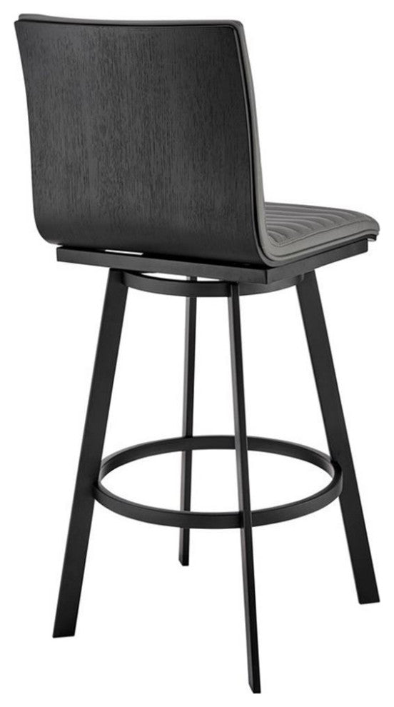 Armen Living Jermaine 26" Faux Leather Counter Stool in Gray/Matte Black