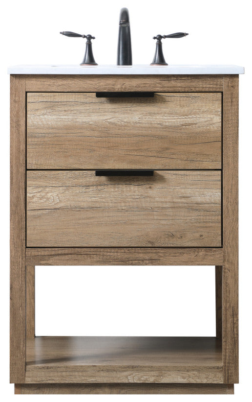 Louie 24" SIngle Bathroom Vanity, Natural Oak